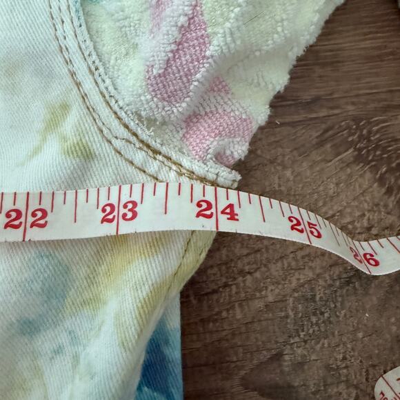 Upcycled Wild Fable Pastel Tie Dye Trucker Jacket w/Graphic & Towel Sleeves XL - Picture 11 of 12